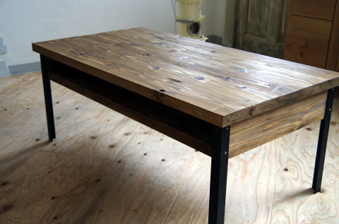 014023　アイアンリビングテーブル1000　無垢材　鉄　シンプル　いのか家具