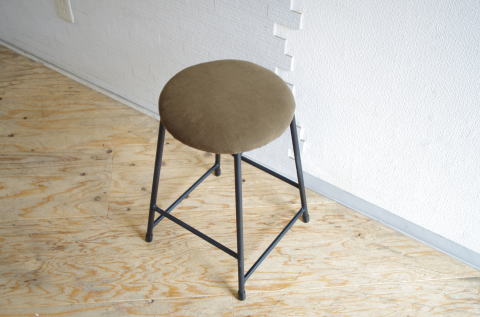 アイアンスツール　コーデュロイ　椅子　クッションスツール　鉄　シンプル　いのか家具