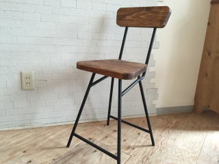 アイアン家具　アイアンチェアー　椅子　カフェチェアー　カウンターチェアー　鉄　無垢材　天然木　いのか家具
