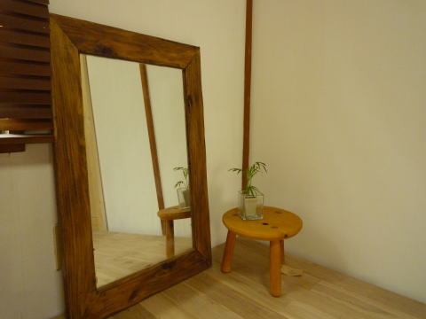 天然木　鏡　姿見　ミラー　いのか家具