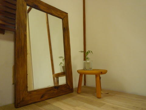 天然木　鏡　姿見　ミラー　いのか家具